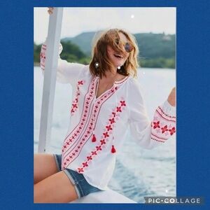 Boden Marla 100% Cotton Embroidered Tunic Top